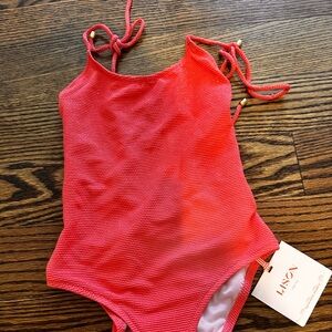 New with Tags Lison Paris Girls Bahamas Coral One Piece Size 8
